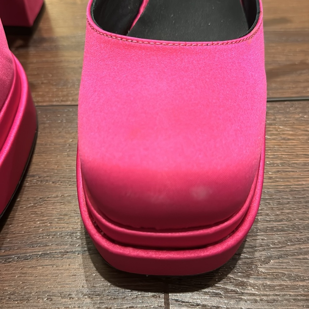 8 by Yoox NWT Pink Satin Platform Lace-up Block heel Pumps. Made in Italy. - Picture 7 of 15